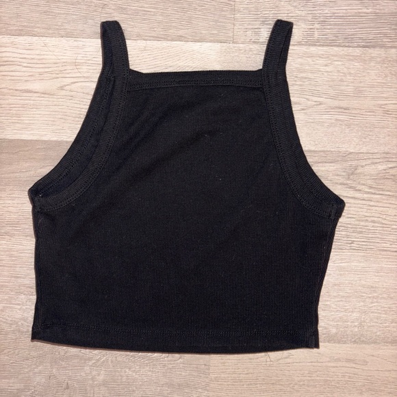 SHEIN Black Crop Top with Blue Butterfly - Picture 2 of 3